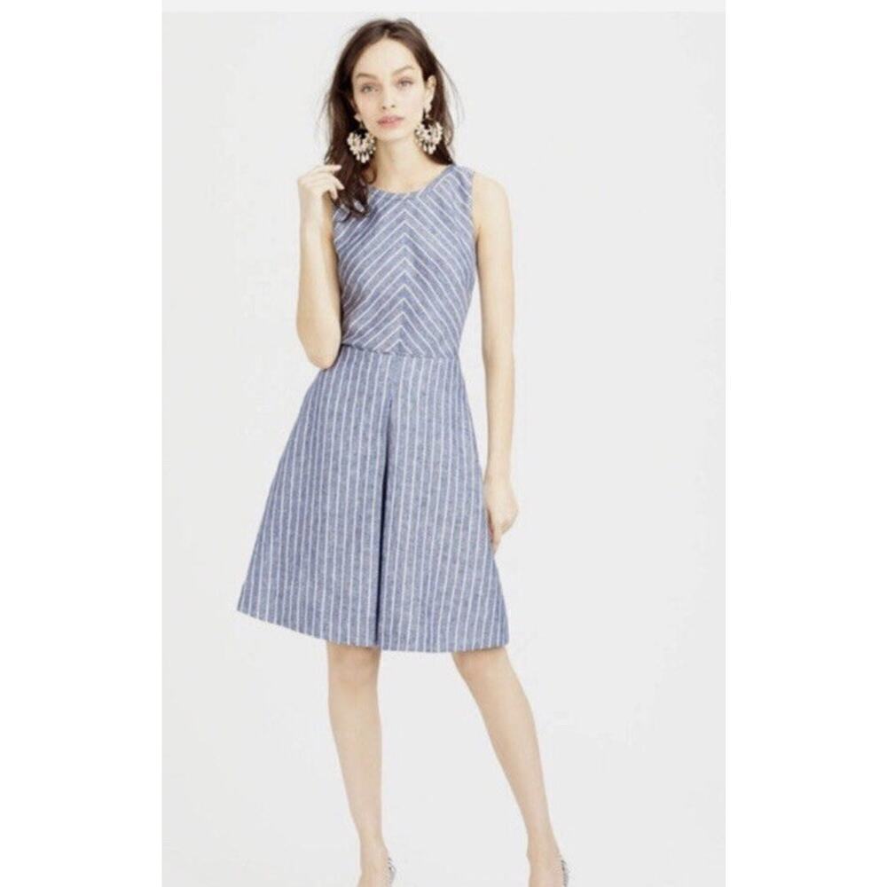 J.CREW J Crew ~ Size 4 CHAMBRAY STRIPE Sleeveless CROSS BACK Dress
